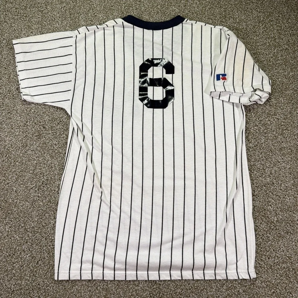 Vintage Yankees Pinstripe Shirt Russell Athletic Medium 90s Classic
